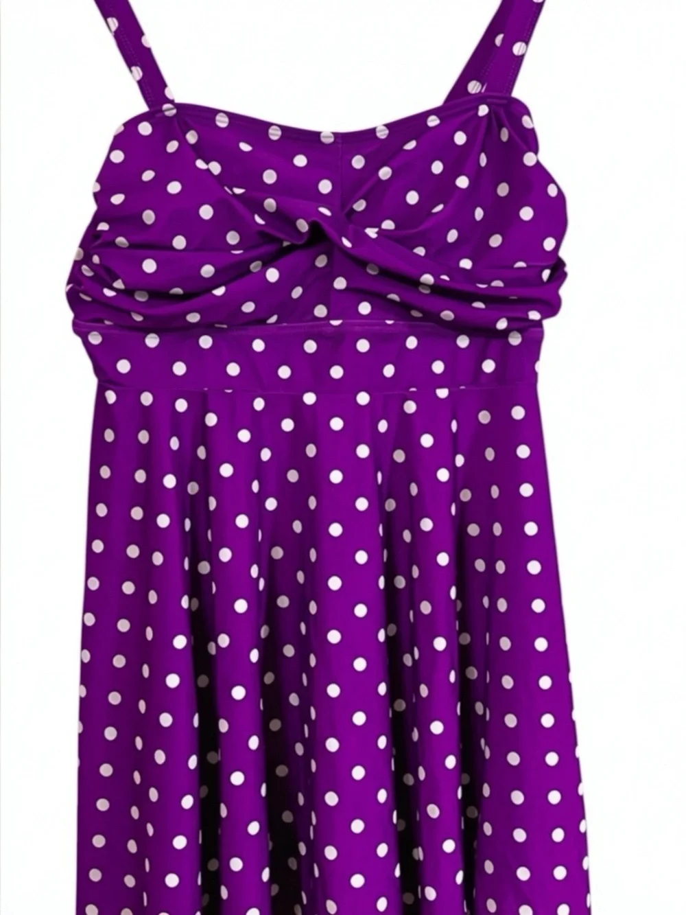 BloomChic Purple White Polka Dot 2 Piece Plus Size Swim Dress Sz XL 14/16 - Picture 5 of 12